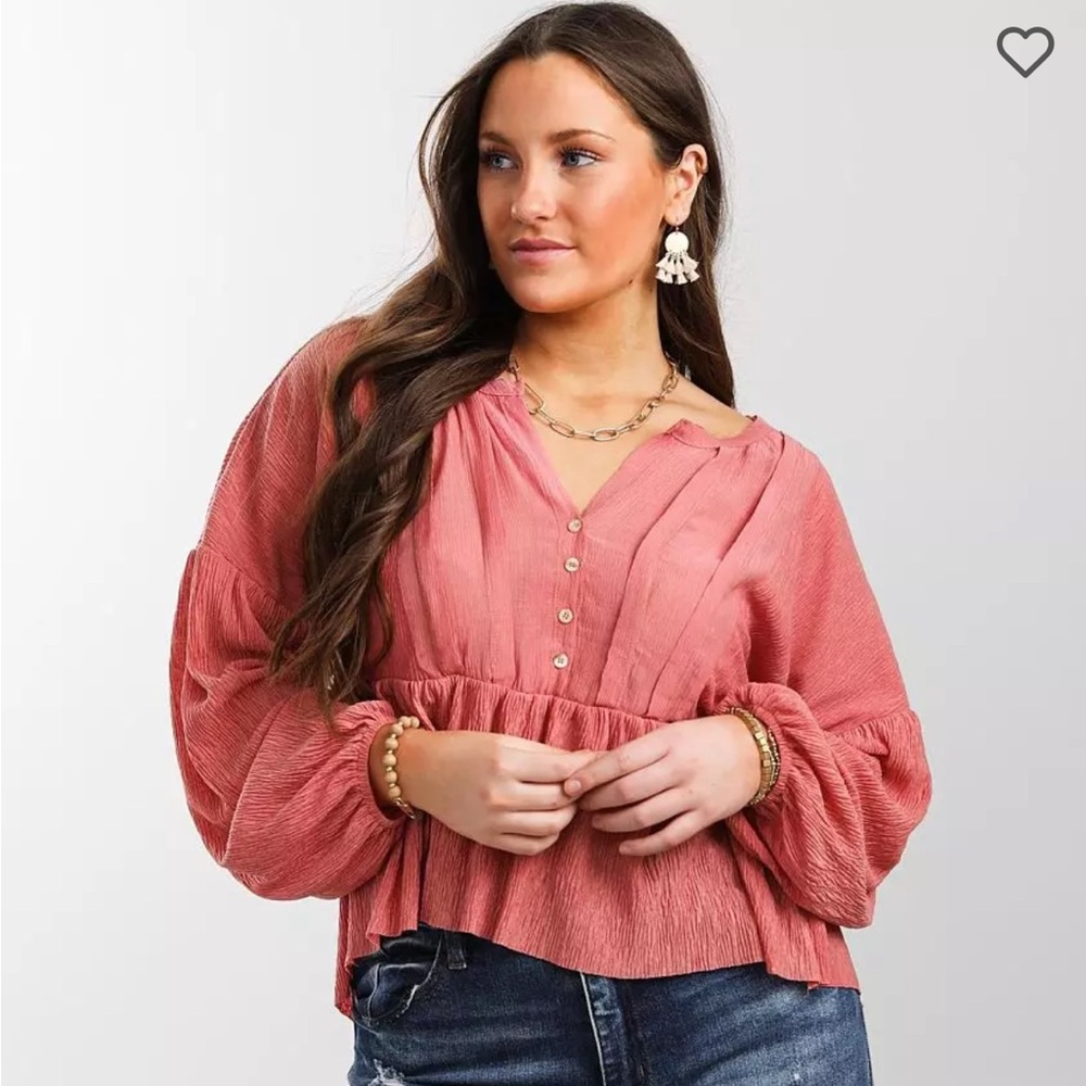 Buckle Babydoll Henley Women’s Top
